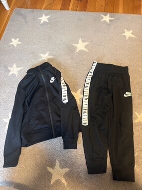Nike Kids Black Jogger Set with White Logo Tape